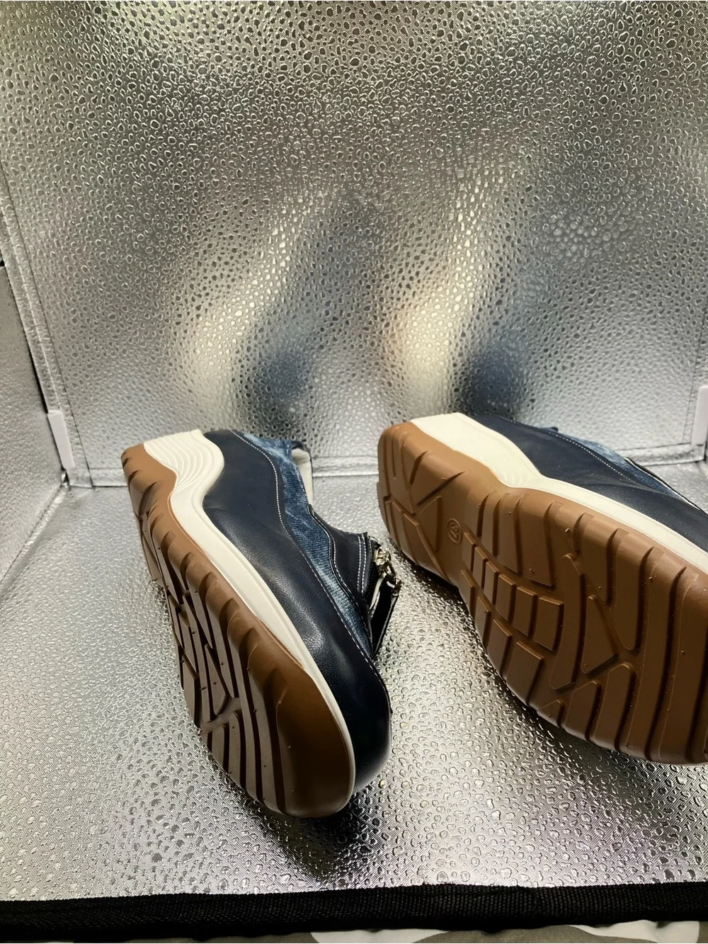 Women's Navy Platform Slip-On Sneakers